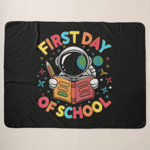 First Day of School Astronaut Space Back to School Sherpa Blanket