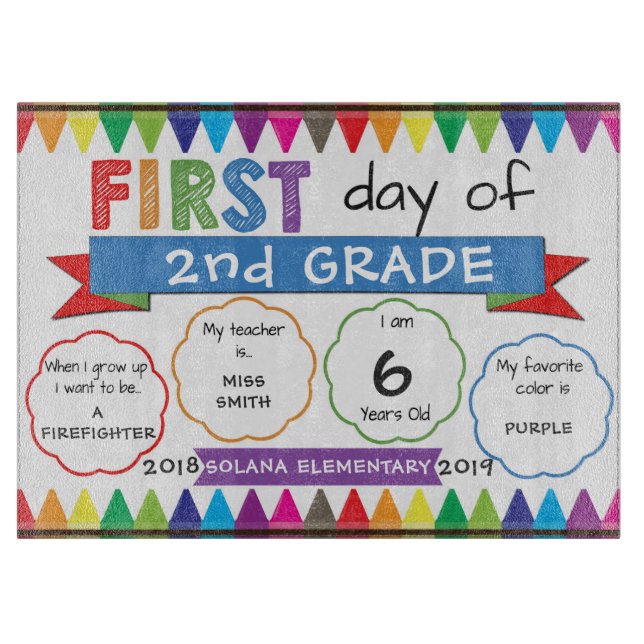 First day of School Board Back to School Crayons (Front)