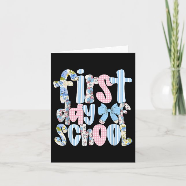 First Day Of School Coquette Bow Pencil Funny Back Card (Front)