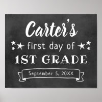 First Day of School Custom Black Chalkboard Sign