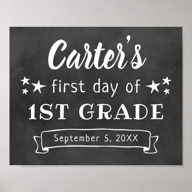 First Day of School Custom Black Chalkboard Sign (Front)