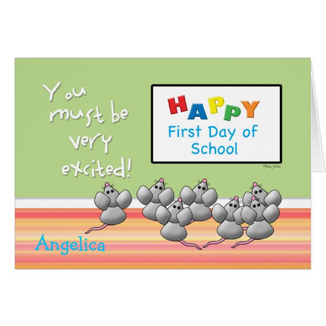 First Day of School Cute Mice and SMART Board (Front Horizontal)