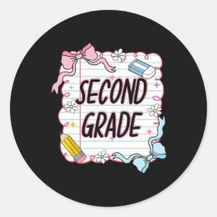First Day Of School Girly Coquette5 Classic Round Sticker