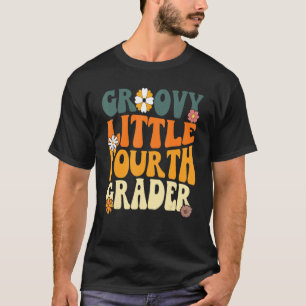 First Day Of School Groovy Little Fourth Grader 4t T-Shirt