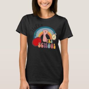 First Day Of School Hello Preschool Rainbow Back T T-Shirt