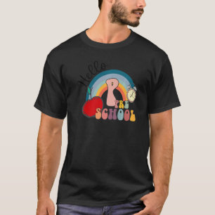 First Day Of School Hello Preschool Rainbow Back T T-Shirt