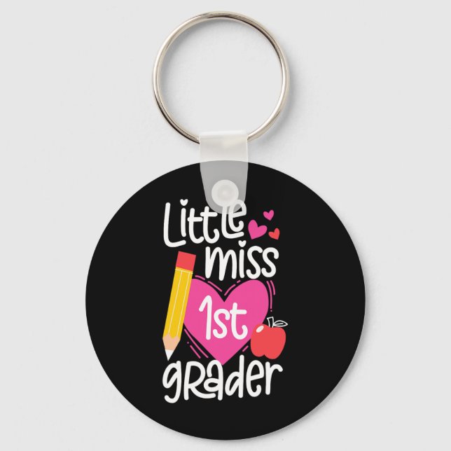 First Day Of School Little Miss 1st Grader Girls  Key Ring (Front)