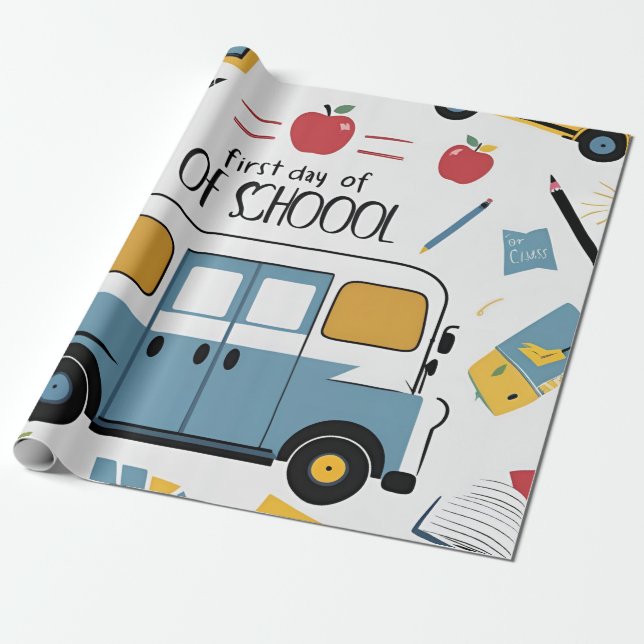 First Day of School Pencil Poster Wrapping Paper (Unrolled)