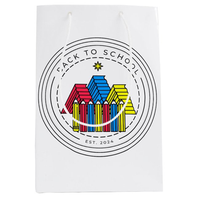 First Day Of School Shirt | Book Mountain Pencil F Medium Gift Bag (Front)