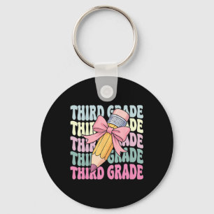First Day Of School Shirt Third Grade Coquette 3rd Key Ring