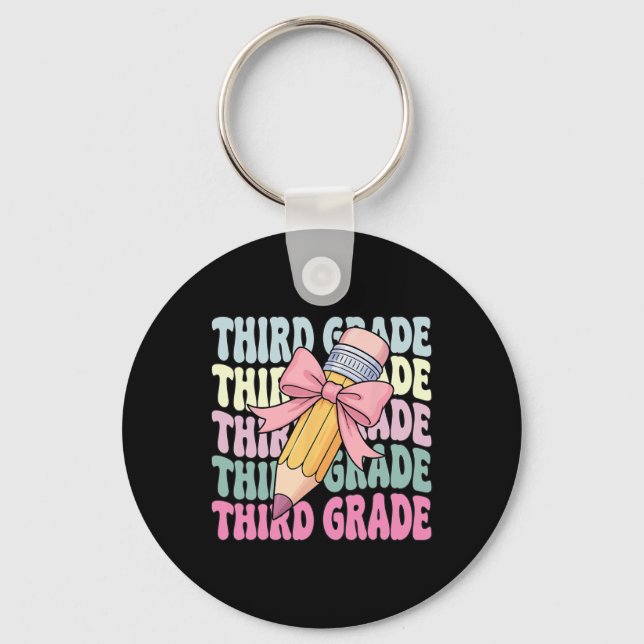 First Day Of School Shirt Third Grade Coquette 3rd Key Ring (Front)