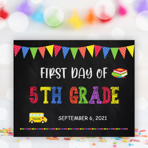 First Day Of School Sign   5th Grade Poster