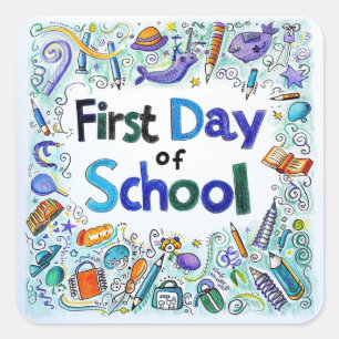 First Day of School Square Sticker