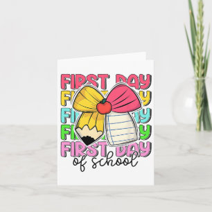 First Day Of School Teachers Pencil Bow Back To Sc Card