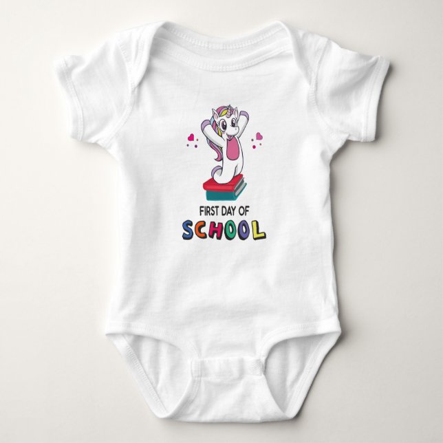 First day of school Unicorn Baby Bodysuit (Front)