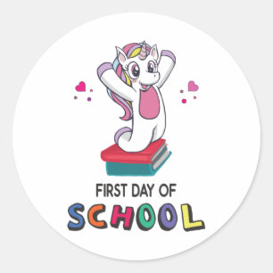 First day of school Unicorn Classic Round Sticker