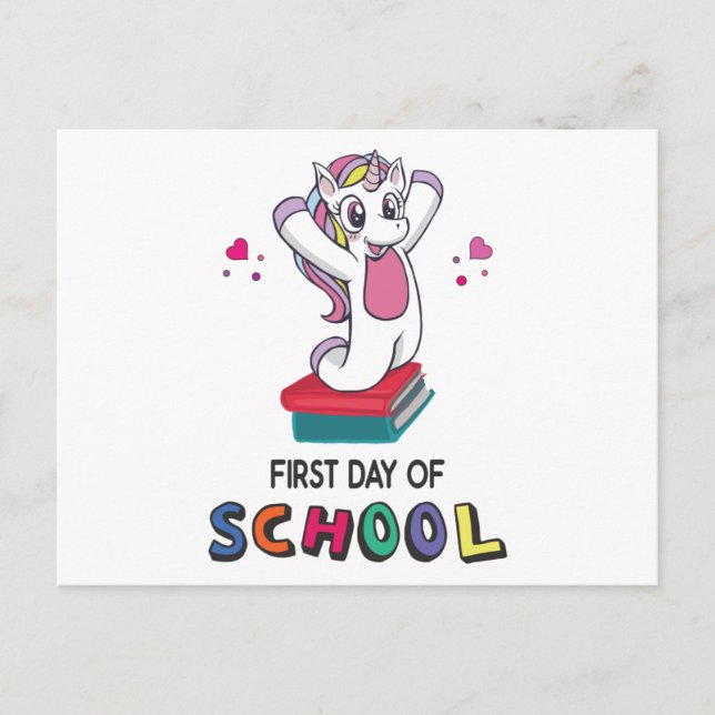 First day of school Unicorn Postcard (Front)