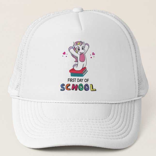 First day of school Unicorn Trucker Hat (Front)