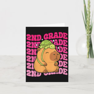 First Day Of Second Grade Capybara Turtle Backpack Card