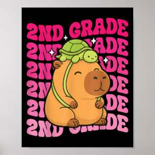 First Day Of Second Grade Capybara Turtle Backpack Poster
