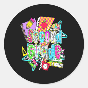 First Day Of Second Grade Floral Bundle For Teache Classic Round Sticker