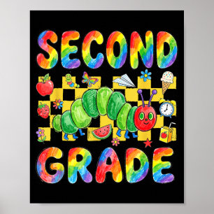 First day of second grade teacher girls kids 2nd poster