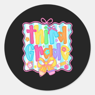 First Day Of Third Grade Floral Bundle For Teacher Classic Round Sticker