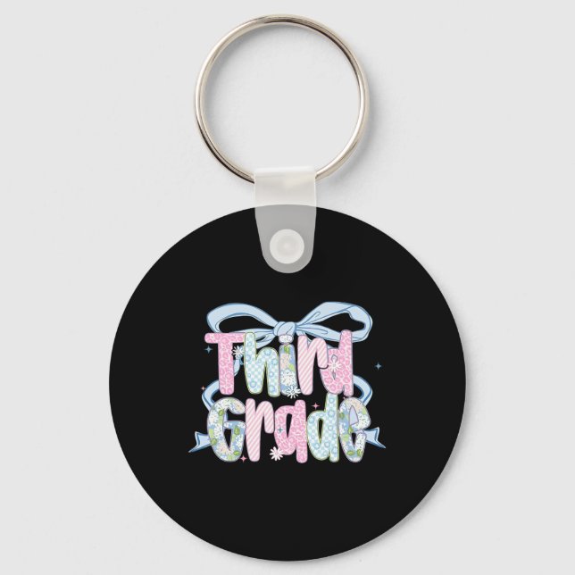 First Day Of Third Grade Floral Bundle For Teacher Key Ring (Front)