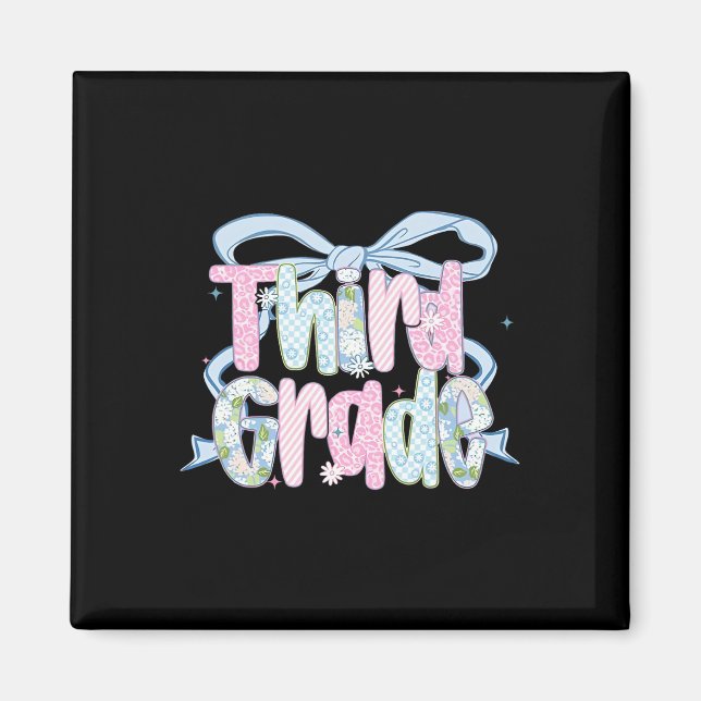 First Day Of Third Grade Floral Bundle For Teacher Magnet (Front)