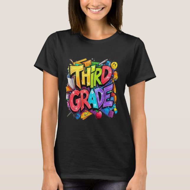 First Day Of Third Grade Floral Bundle For Teacher T-Shirt (Front)
