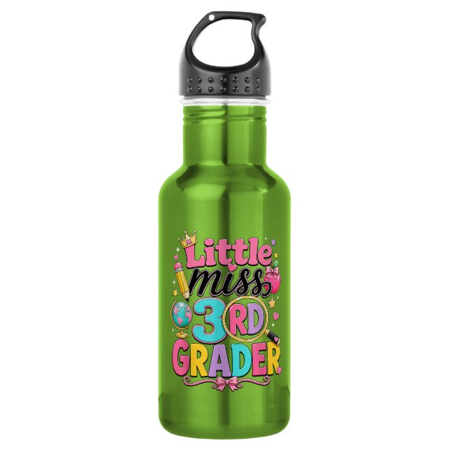 First Day of Third Little Miss 3rd Grader 532 Ml Water Bottle (Front)