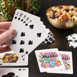 First Day of Third Little Miss 3rd Grader Playing Cards