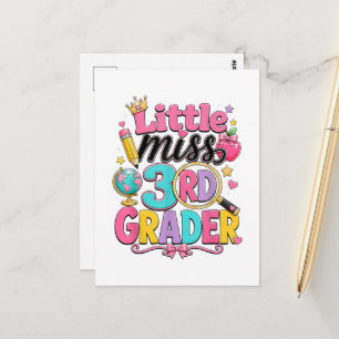 First Day of Third Little Miss 3rd Grader Postcard