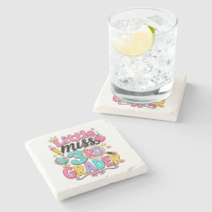 First Day of Third Little Miss 3rd Grader Stone Coaster