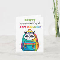 First Day Racoon Grade School Son Daughter