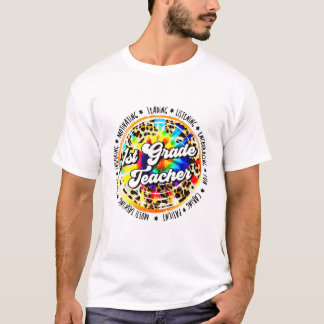 First Day School Kid Book Retro Leopard 1St Grade T-Shirt