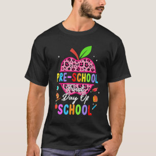 First Day School Leopard Preschool Back School Tea T-Shirt