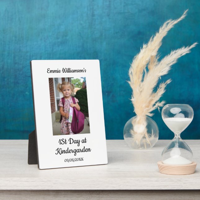 First day school photo modern script kids photo plaque (Side)