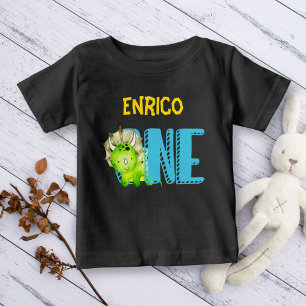 First dinosaur birthday cute colorful personalized baby T-Shirt