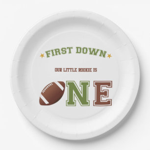 First Down First Birthday Football Paper Plate