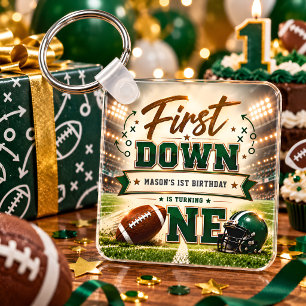 First Down Turning One Personalised Keychain