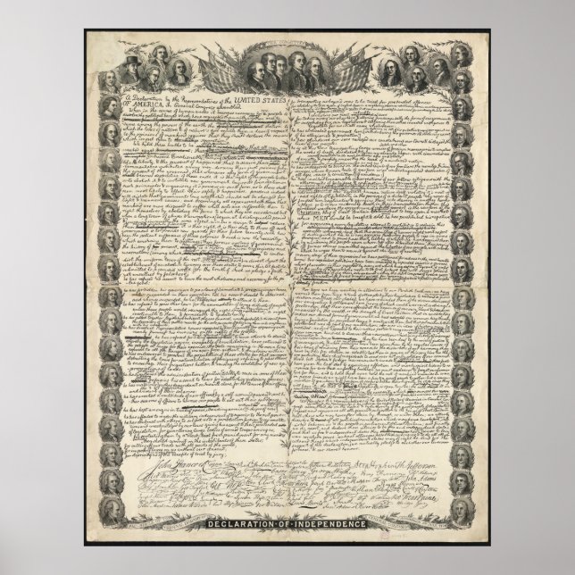 First Draught of the Declaration of Independence Poster (Front)