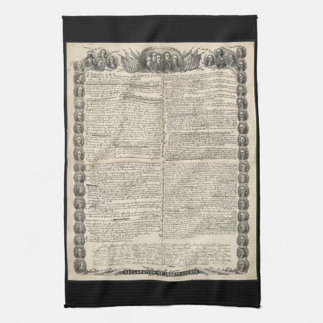First Draught   of the Declaration of Independence Tea Towel (Vertical)
