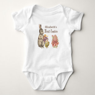 First Easter Baby Clothing Vintage Bunny Rabbit Baby Bodysuit