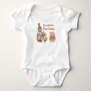 First Easter Baby Clothing Vintage Bunny Rabbit Bodysuit
