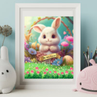 First Easter Cute Rabbit in a Basket Personalised