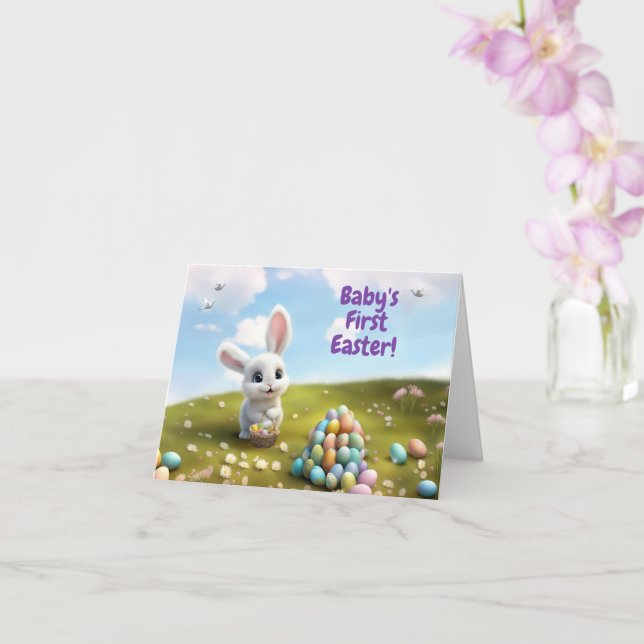 First Easter for Baby Cute Easter Bunny  Card (Orchid)