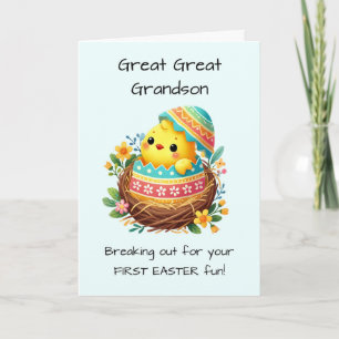 First Easter Great Great Grandson Chick Breaking Card