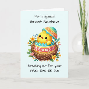 First Easter Great Nephew Easter Chick Breaking Card