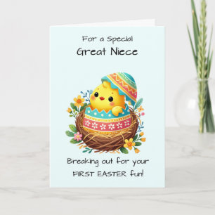 First Easter Great Niece Personalise Easter Chick Card